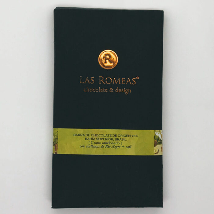 TABLETA LAS ROMEAS - 70% - CON AVELLANAS Y CAFÉ - BAHÍA SUPERIOR, BRASIL