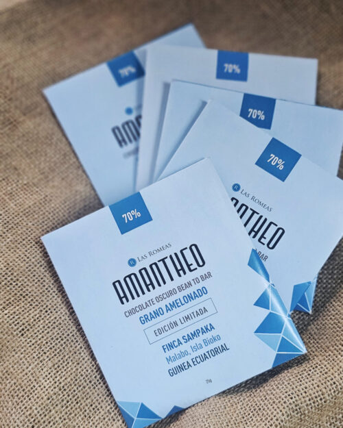 CHOCOLATE OSCURO AMANTHEO – ISLA BIOKO, GUINEA ECUATORIAL, ÁFRICA 70% – CACAO AMELONADO
