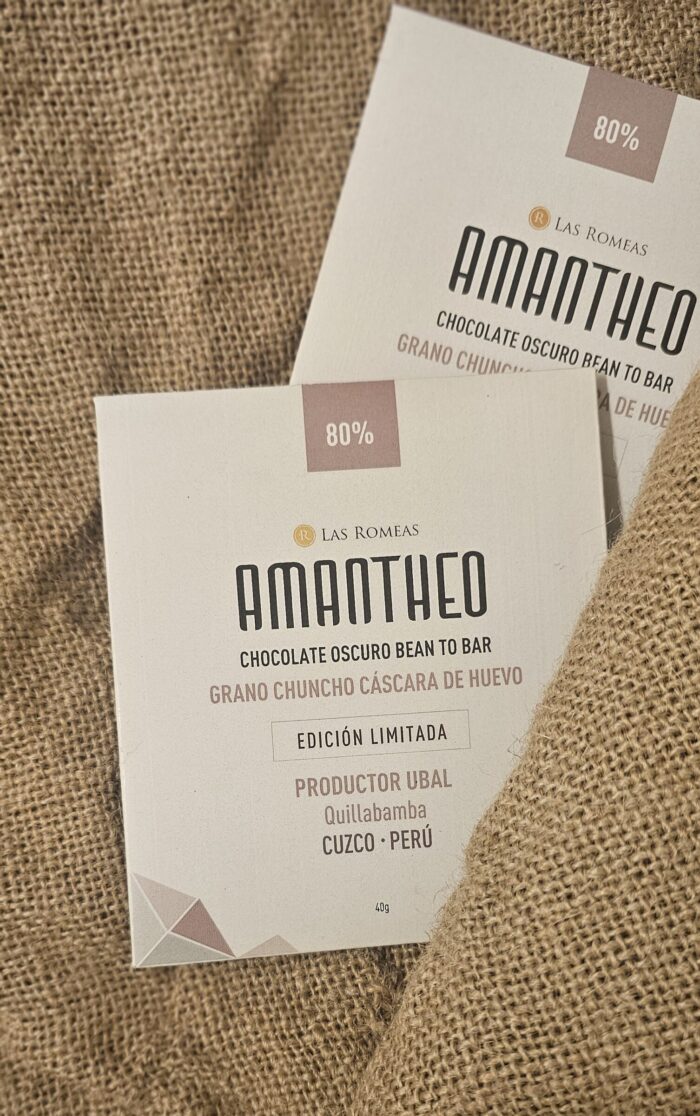 CHOCOLATE OSCURO AMANTHEO - QUILLABAMBA, CUZCO, PERÚ 80% - CACAO CHUNCHO CÁSCARA DE HUEVO